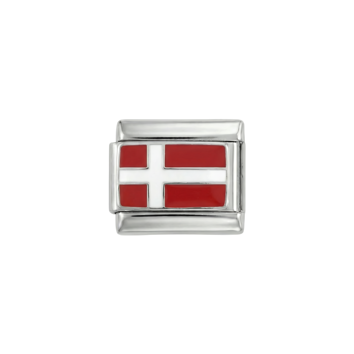Denmark Flag, on Silver