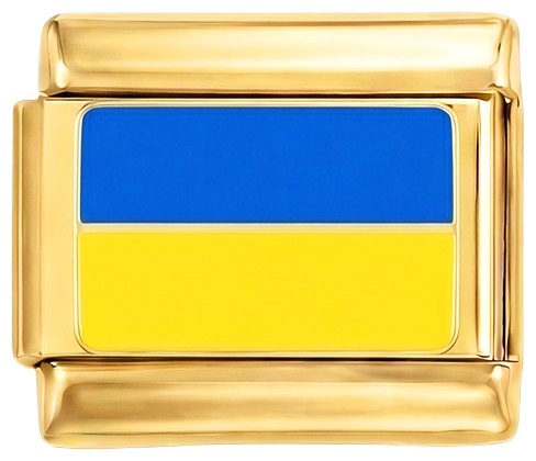 Ukrainsk flagg, på gull