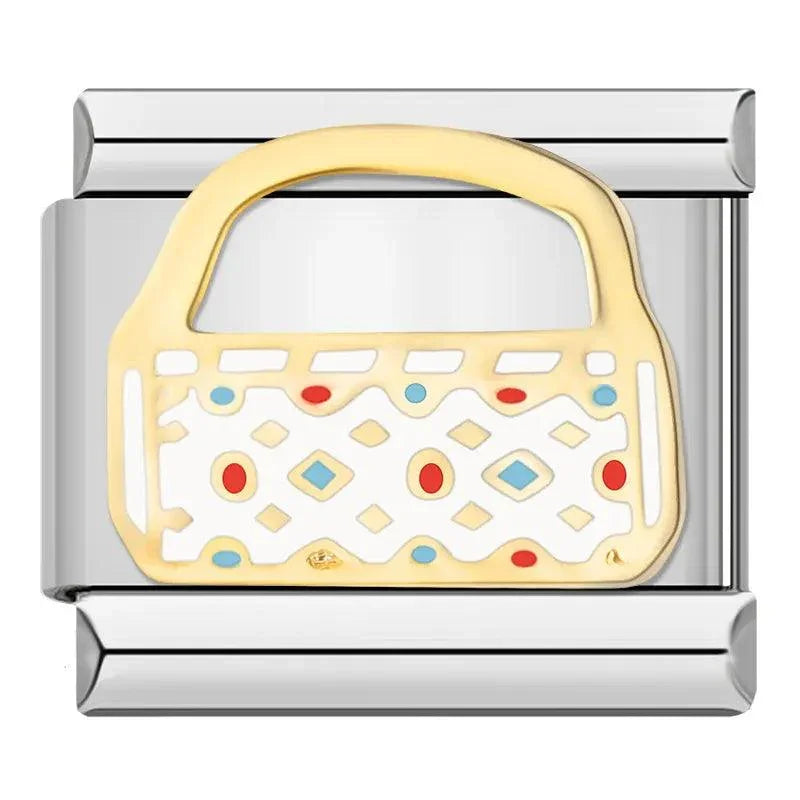 Basket, White and Gold - Charms Official