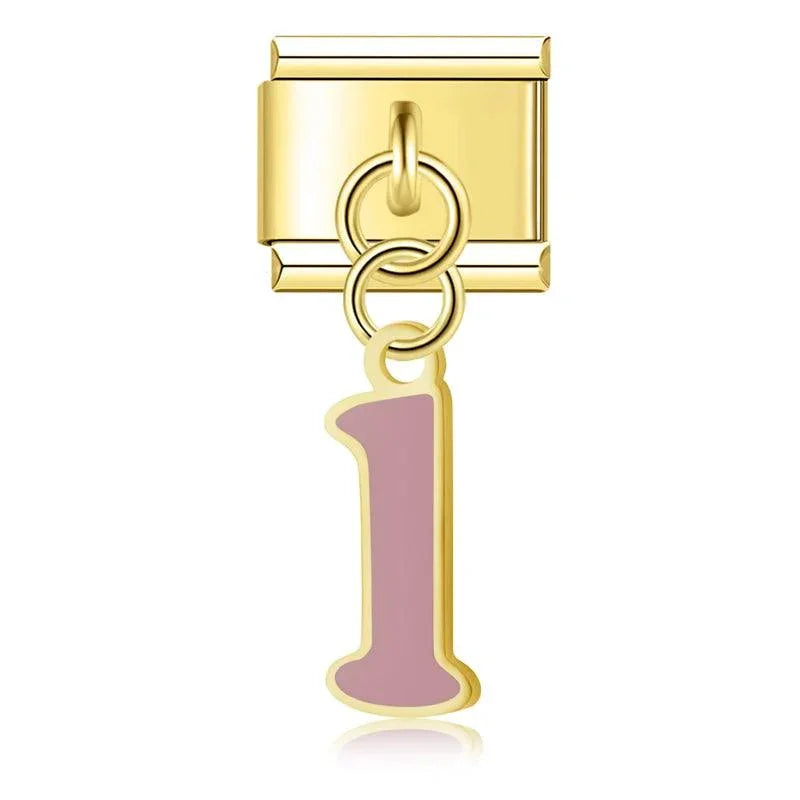 Letter L in Pink, on Gold - Charms Official
