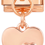 Dobbelt hjerte med lilla stener i roségull