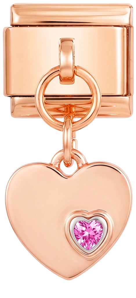 Dobbelt hjerte med lilla stener i roségull