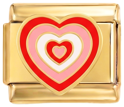 Kommer snart - røde og rosa hjerter på gull