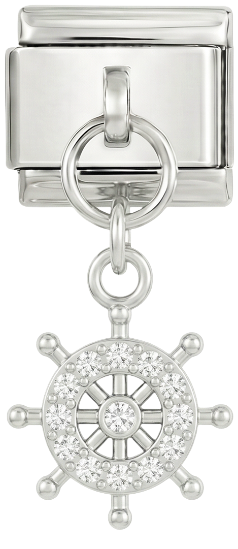 Legges til - Skipsratt med steiner, på sølv