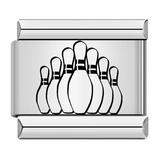 Bowling Pins, on Silver - Charms Official