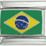 Brasil-flagg, på sølv