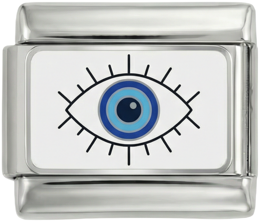 Evil Eye on White Plate on Silver - evil-eye-on-white-plate-on-silver.png