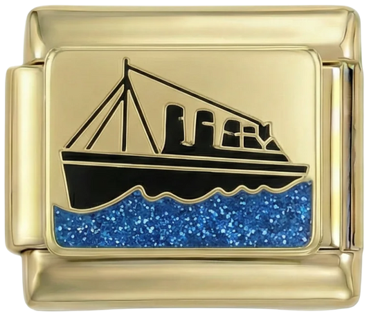 Golden and Black Ship with Blue Sea on Gold - golden-and-black-ship-with-blue-sea-on-gold.png
